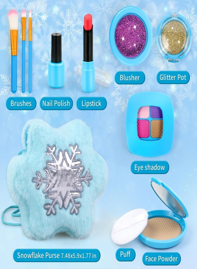 xFFFun Pretend Makeup Kit for Toddlers 3-5, Kids Play Makeup Set for Girls 3-4 4-6, Frozen Toddler Fake Make Up Toys with Purse, Princess Birthday Valentines Gift for Little Girls 3 4 5 6 Year Old - Image 5